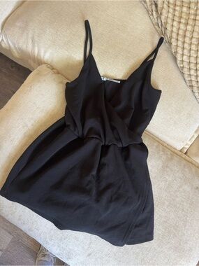 Black Spaghetti-Strap Wrap Front Women's Romper